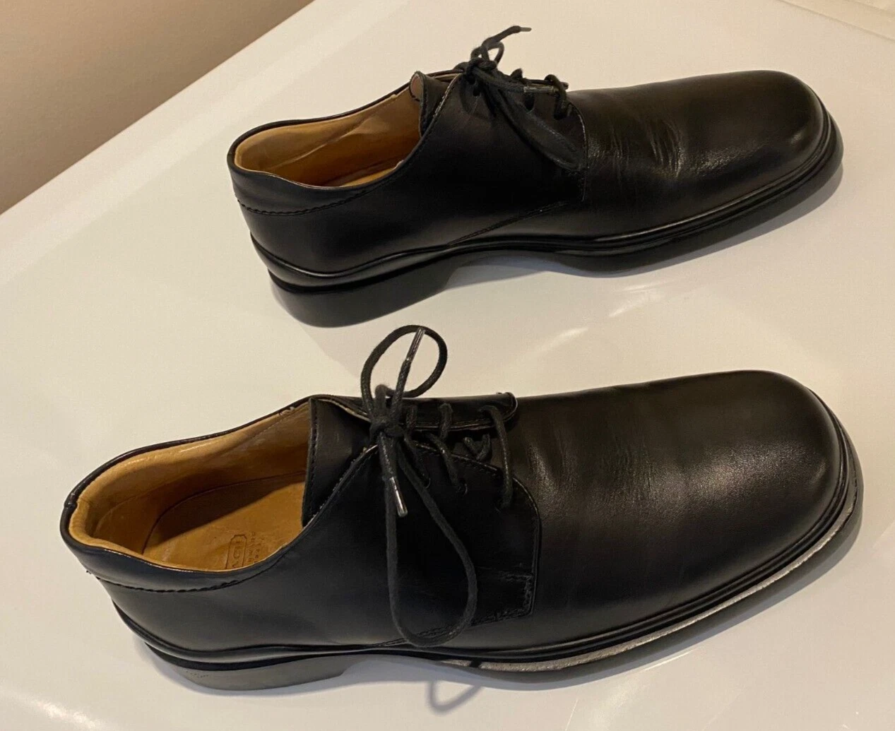 Scarpe eleganti Oxford Coach vintage in pelle nera da uomo 8 D stile Gavin