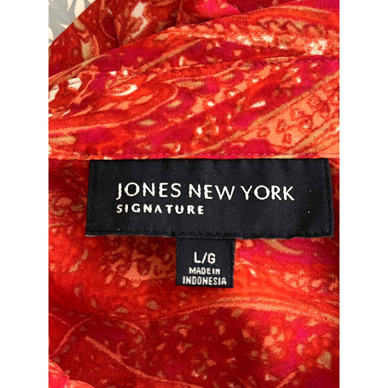 Jones NY Patterned Button Down Flowy Blouse Women… - image 7