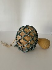 Handmade 13" Natural Gourd Macrame Beads Multi-color Music Shaker