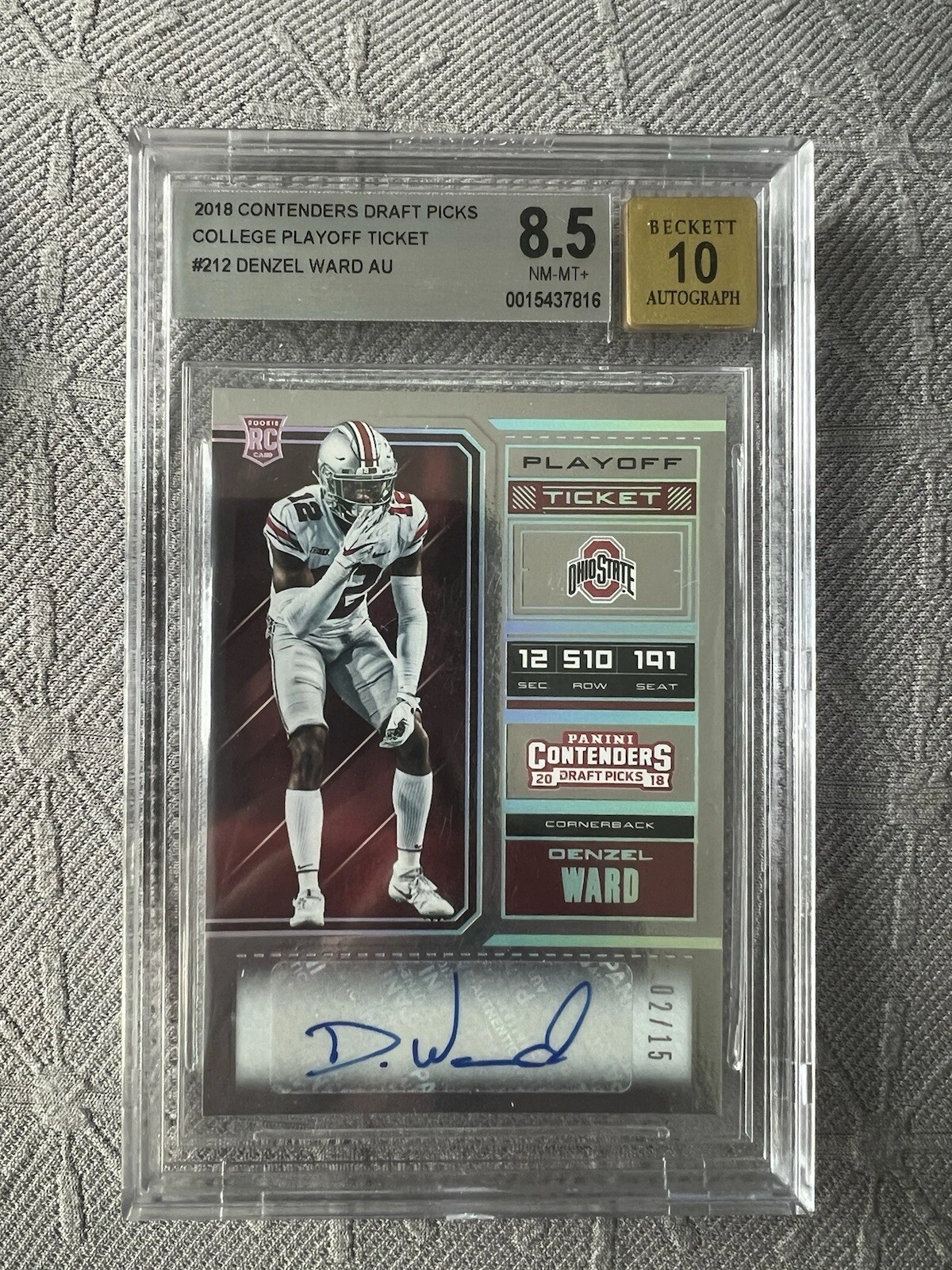 Denzel Ward Panini Contenders Draft Picks #212 Autograph-Playoff Ticket