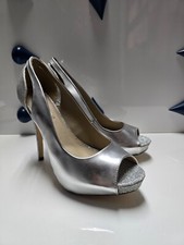  Silvery Stiletto Platfom High Heel Peep Toe Prom Wedding Party Shoes Sz 10M