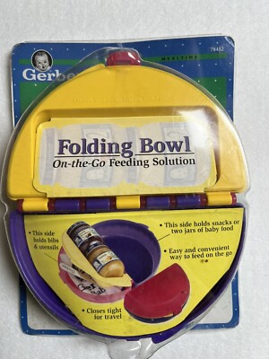 Vintage 2000 Gerber Folding Bowl On The Go Baby Feeding Storage Container NEW