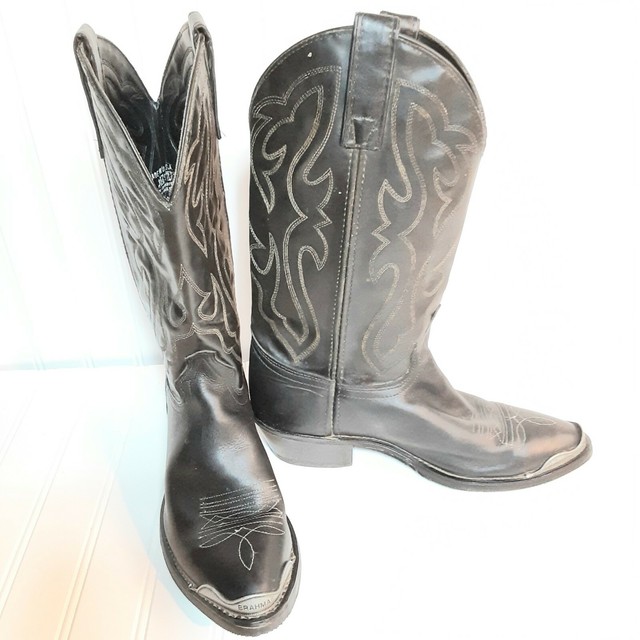 Brahma Western Cowboy Leather Metal Tip Toe boots women's size 8D "Made