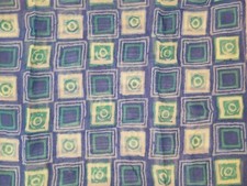 Vintage Silk Scarf - blue geometric squares