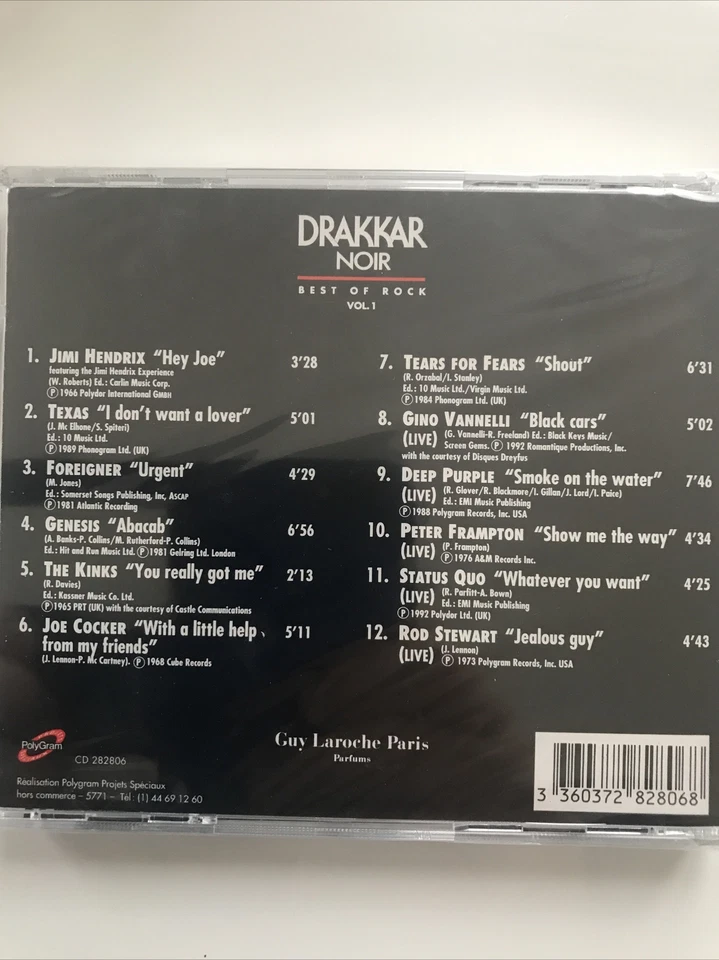 Best of rock Vol 1 HENDRIX GENESIS DEEP PURPLE Pub DRAKKAR NOIR CD ALBUM - Photo 2/2