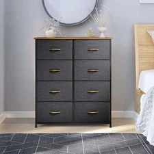Uforic 8 Drawers Dresser Chest of Drawers for Bedroom Storage Dressers Dark Gray