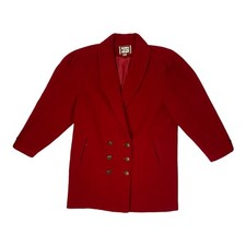 Vintage STEPHEN MARKS Size 12 Trench Coat Red Wool Nylon Double Breast Lined