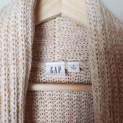 Gap Open Cardigan Maglione Gilet Donna Piccolo Avena Marrone Spiaggia Costa Classico - Foto 3 di 10