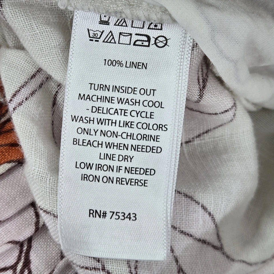 Pantalones Rachel Roy Mujer L Marfil Lino Floral Pierna Ancha Bolsillos 25" Entrepierna Foto 3 de 4