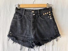 Guess USA Vintage 80s 90s Teen Girl's size 14 Black Denim Shorts Cutoff Studded