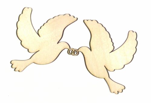 Wedding Doves Unfinished Wood Shape Cut Out W11543 Crafts Lindahl Woodcrafts - Afbeelding 1 van 1