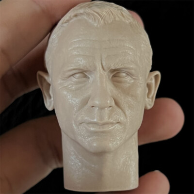 Unpainted 1/6  James Bond Daniel Craig Head Carving Sculpture for 12'' Figure