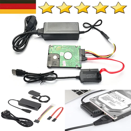 IDE SATA Adapter Kabel zu USB 2,5" 3,5" Festplatte Laufwerk HDD SSD EU Stecker