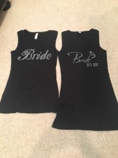 Cute "Bride/Bride To Be" Black Ribbed Tank Tops Sz L Sold Together New