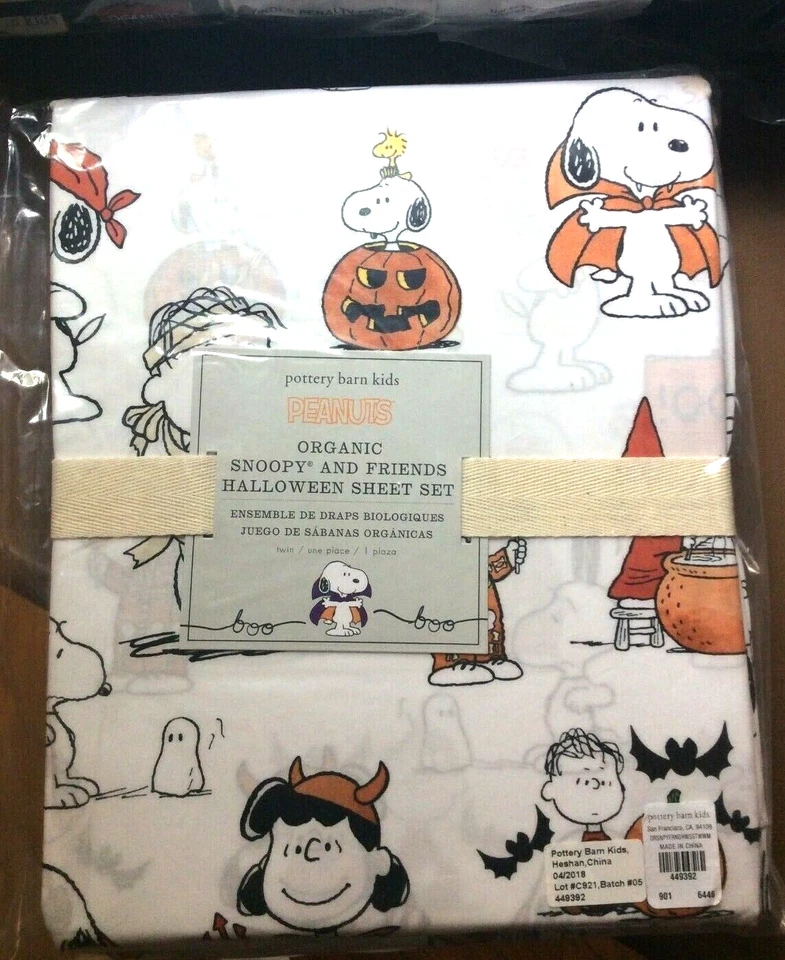 JUEGO DE SÁBANAS ALMOHADA DE VACACIONES Snoopy Pottery Barn Peanuts Disney Halloween regalo para niños. Foto 3 de 4