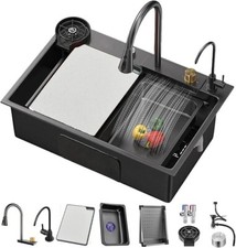 Stainless Steel Flying Rain Waterfall Kitchen Sink Pull Out Faucet Single Slot