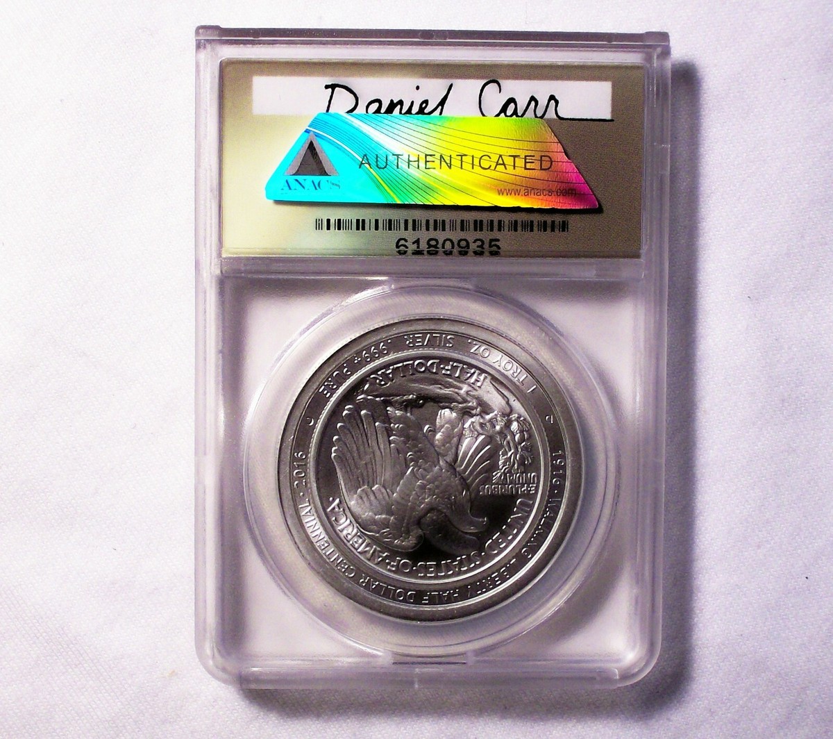 D. Carr - 1916 Walking Liberty Centennial, One Troy Oz 999 Silver