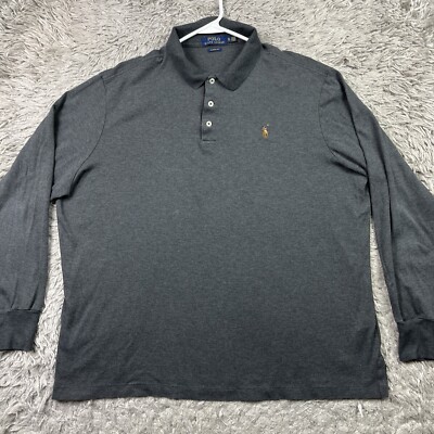 Polo Ralph Lauren Long Sleeve Polo Shirt Men XL Classic Fit Gray