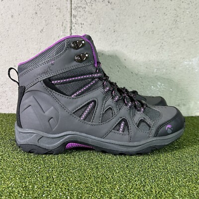 Gelert Ottawa Mid 00 Grey Purple Lace Up Boots Women’s