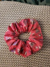 Handmade Hair Scrunchie Pink with Silver butterfly theme