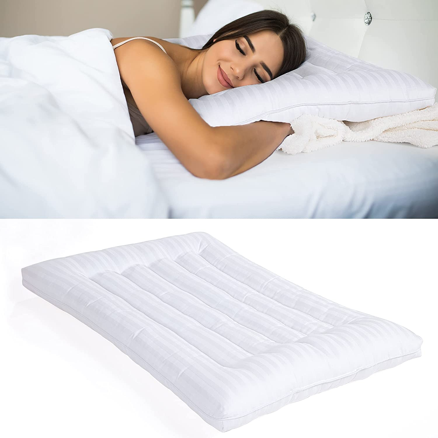 Ultra Thin Stomach Sleeper Pillows, Flat Bed Pillows for Back Sleeper