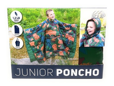 Kids Equip Junior Poncho/Blanket Sleeping Bag Moose Theme 1.2lb Weight Camping