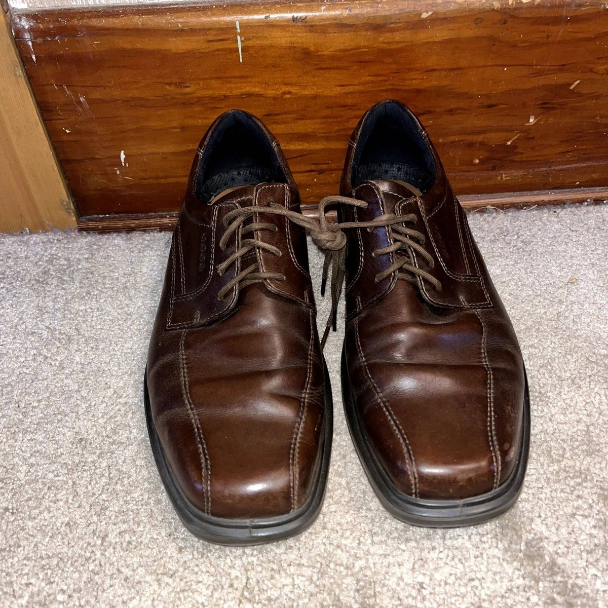 Men\'s Size 43 9.5/10 Ecco Shock Point Disressed Brown Leather Casual Dress Shoes Ecco Men main image 2