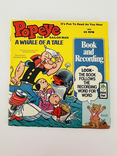 Popeye the Sailor Man A Whale of a Tale Book & Records 45 RPM 1979 Peter Pan - Picture 4 of 5