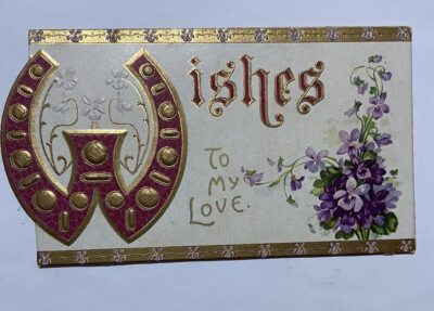 Victorian die cut Card, romantic, To my love, Verse Inside c1880s A75