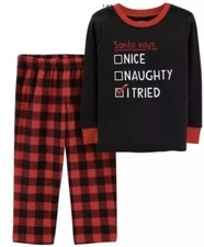 Carters 12m Christmas Pajamas $22 Nice Naughty I Tried NWT Baby Boys Flannel pjs