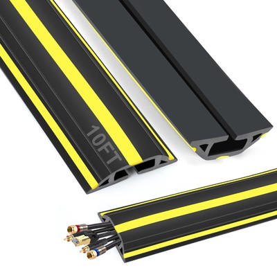 10 ft Floor Cable Cover Protector, Heavy Duty PVC Duct Easy to Unroll, Preven...