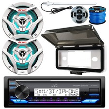 JVC KDX38MBS Receiver, 2x 6.5" White LED Speakers, Cover, Antenna, Wire, Remote