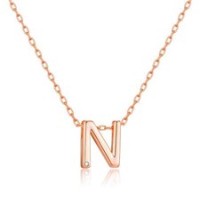 Rose Gold Plated Initial Necklace Letter N Created with Zircondia® Crystals
