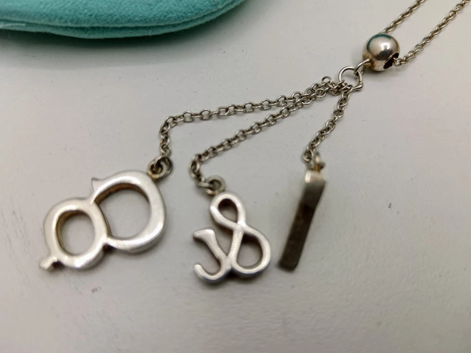 TIFFANY COLLANA TRE PENDENTI LETTERE “T - & - Co” in ARGENTO 925 FULL SET - Immagine 4 di 4