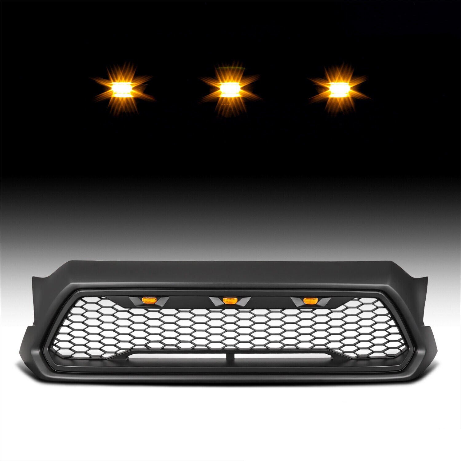 Matte Black Front Grille Bumper Grill W/ LED lights For 2012-2015 Toyota Tacoma