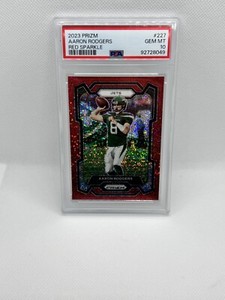 Aaron Rodgers 2023 Panini Prizm Red Sparkle  SSP #227 PSA 10 