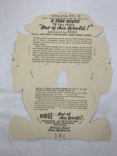 Vintage NBC Norge TV Comic Masks Danny Thomas Jimmy Durante Original Package - Picture 7 of 15