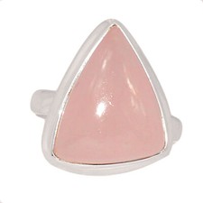 Natural Rose Quartz - Madagascar 925 Sterling Silver Ring Jewelry s.8 CR57678