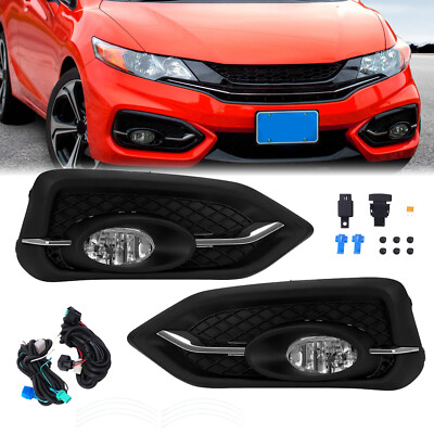 Fog Lights For Honda Civic Coupe 2Dr 2014-2015 Bumper Lamps w/Wiring+Bulbs 14-15