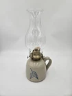 RARE Red Wing Pottery Hurricane Oil Lamp Lantern 2 Leaf Pattern Handle 14" Tall