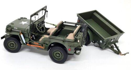 Autoart 1/18 - Willy's Jeep With Trailer US Army High End Diecast Model Car - Picture 1 of 12