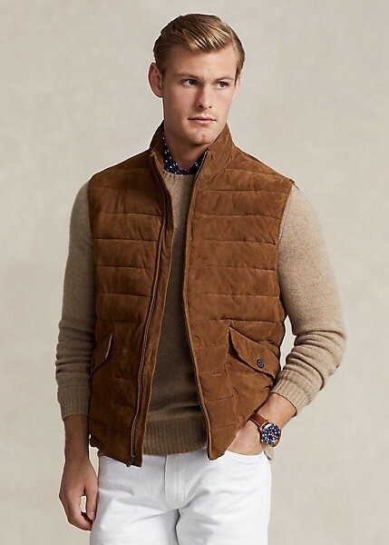 Polo Ralph Lauren South Kent Quilted Suede men's 2XL brown Vest