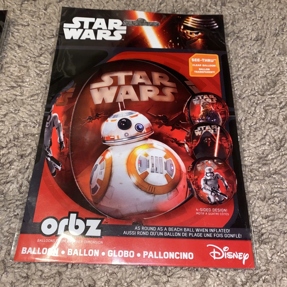 3 Globos de Helio Star Wars The Force Awakens Orbz Lámina 38cm / 40cm! VER! ¡COMO ESTÁ! Foto 3 de 4