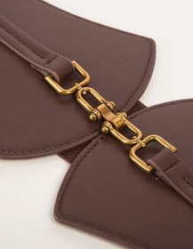 Womens Faux Leather Steampunk Underbust Corset Belt Bustier Coffee XXL