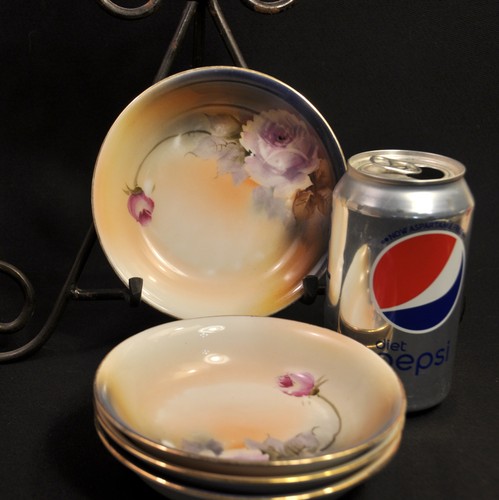 Noritake 4 Dessert Bowls Purple Floral Gold 1918-1931 Hand Painted Made in Japan - Picture 2 of 12
