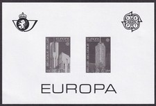 Belgium #1268-69 1987 black proof miniature sheet Europa CEPT Architecture
