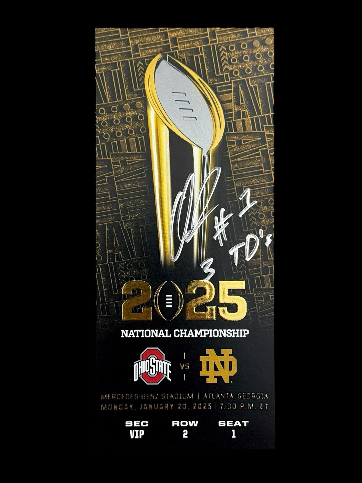 Quinshon Judkins Autographed Signed Ohio State Buckeyes Buckeyes Ticket Stub Commemorative 2025 CFP Beckett COA 