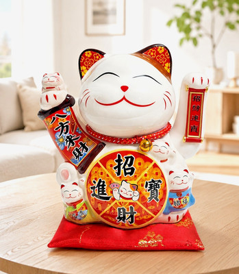 Maneki Neko Winkekatze  Feng Shui Glücksbringer  Geschenk & Deko Höhe: ca. 19 cm