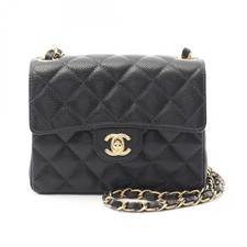 Chanel Mini Matelasse Calf Shoulder Bag Women Black One Size