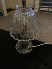 Clear Glass Floral Table Lamp with Bell Shade...